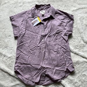 Tilley Lavender Button-Up Short Sleeve Top | 100% TENCEL | Size S